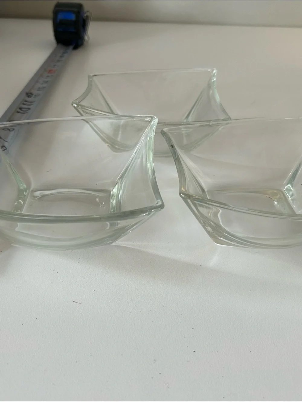 Clear Glass Square Bowls Set of 3